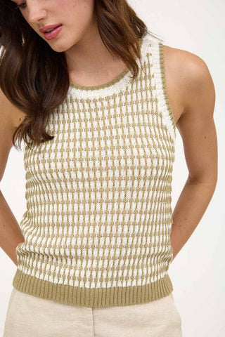 Chaleco beige con blanco de punto (Nuevo)