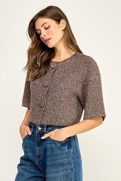 Blusa café con botones (Nuevo)