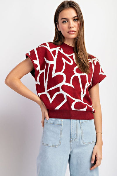 Blusa Sueter rojo con corazones (Nuevo)