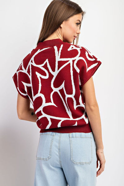 Blusa Sueter rojo con corazones (Nuevo)