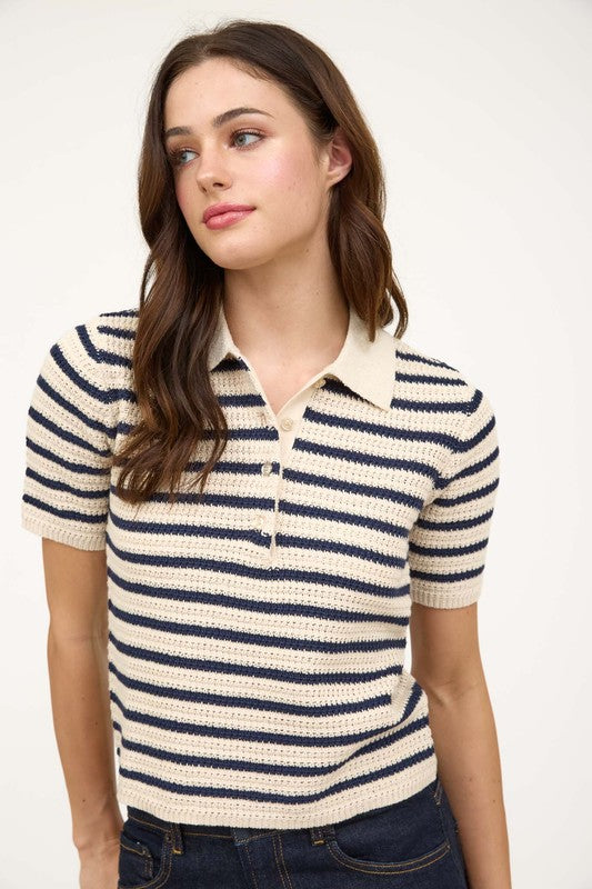 Blusa tipo polo de punto (Nueva)