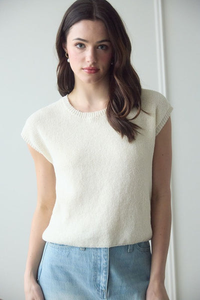 Blusa de punto con moño atrás de organza (Nueva)
