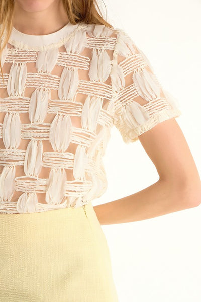 Top beige de manga corta (Nuevo)