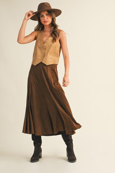 Falda Cafe tipo Gamuza (Nuevo)