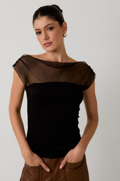 Blusa Negra con Transparencia (Nuevo)