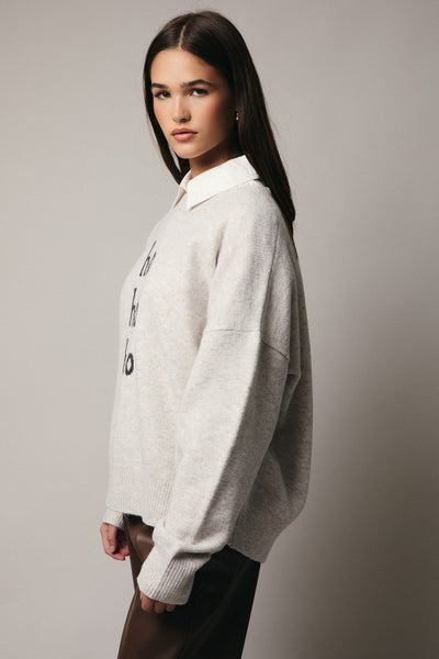 sueter HO HO HO gris (Nuevo)