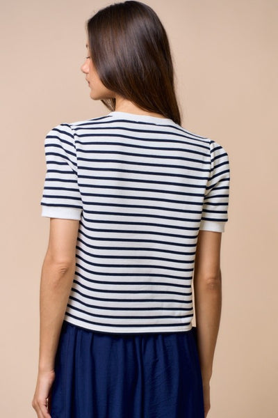 Blusa de strips con corazón rosa (Nuevo)