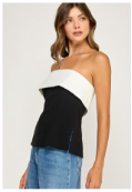 Top strapless negro con blanco (Nuevo)