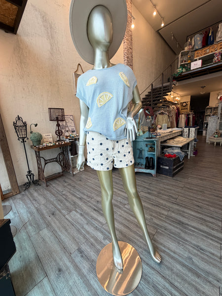 Blusa celeste con limones (Nuevo)
