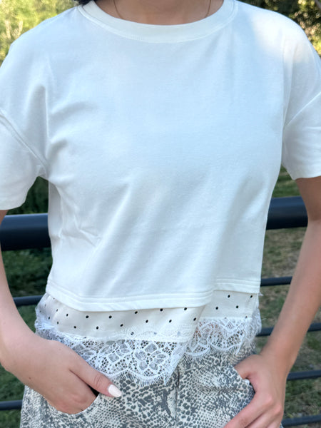 white-t polka dot y encaje