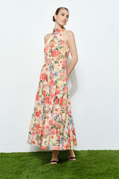 Vestido maxi floreado cuello halter (Nuevo)