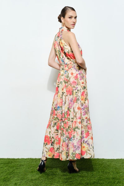 Vestido maxi floreado cuello halter (Nuevo)