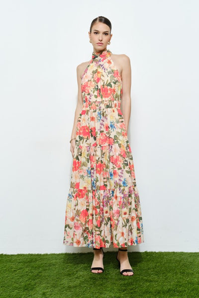 Vestido maxi floreado cuello halter (Nuevo)