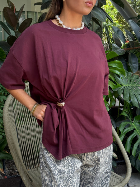 Camisa color vino con detalle dorado (NUEVO)
