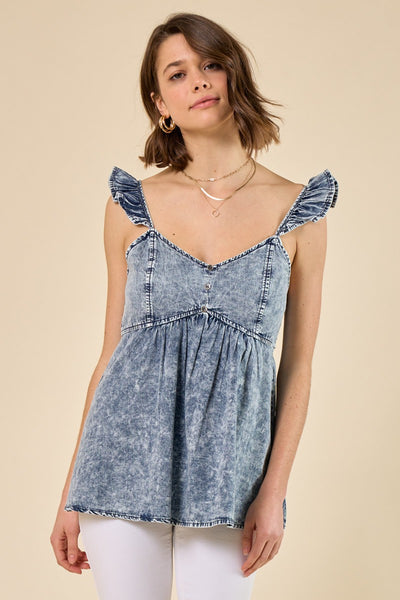 Blusa denim en tirantes