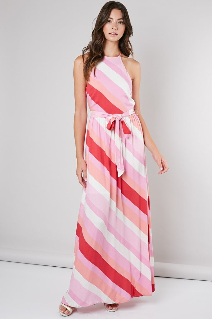 Maxi vestido shop de rayas